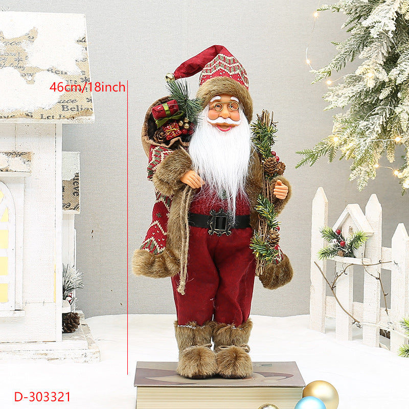 Christmas crafts 18 inch, wearing snow boots, backpack, standing, Santa Claus, dwarf