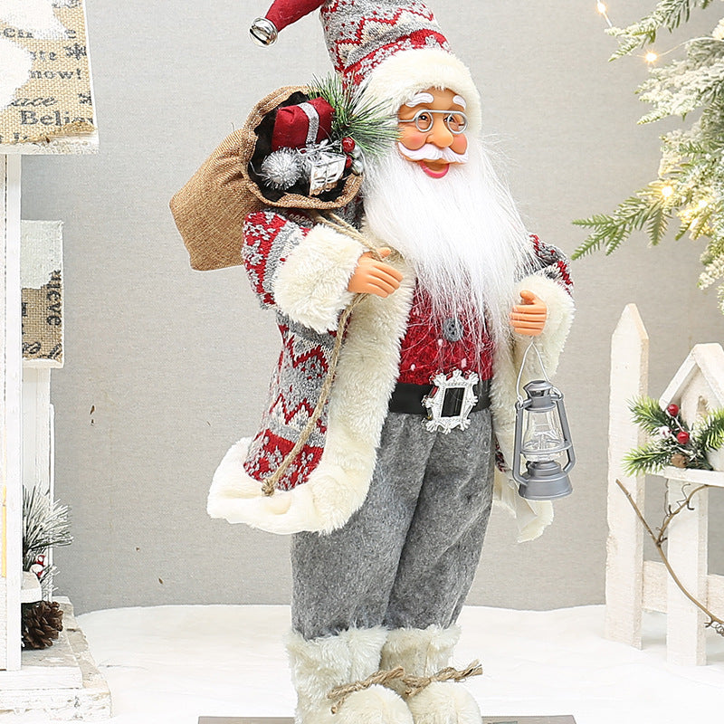 Christmas crafts 18 inch, wearing snow boots, backpack, standing, Santa Claus, dwarf