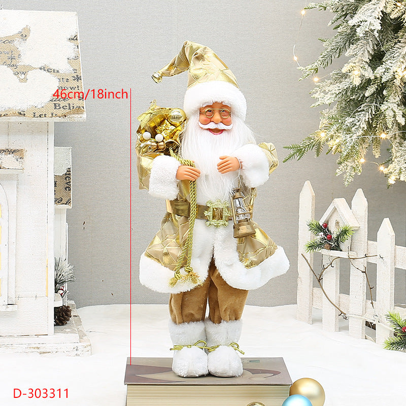 Christmas crafts 18 inch, wearing snow boots, backpack, standing, Santa Claus, dwarf