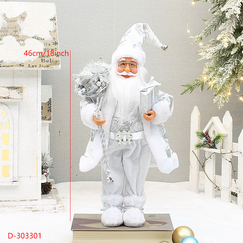 Christmas crafts 18 inch, wearing snow boots, backpack, standing, Santa Claus, dwarf