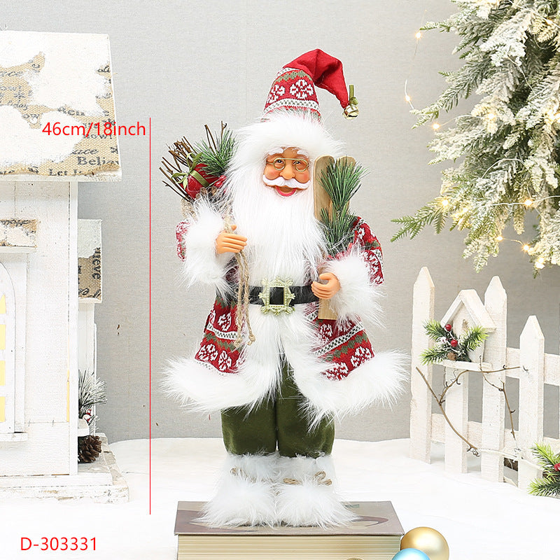 Christmas crafts 18 inch, wearing snow boots, backpack, standing, Santa Claus, dwarf