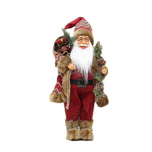 Christmas crafts 18 inch, wearing snow boots, backpack, standing, Santa Claus, dwarf