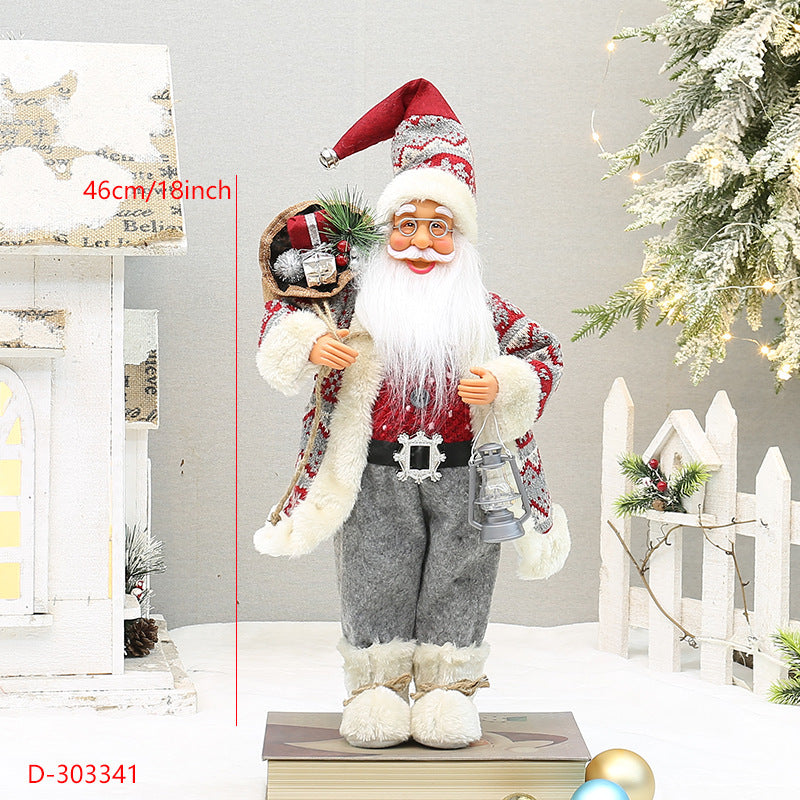 Christmas crafts 18 inch, wearing snow boots, backpack, standing, Santa Claus, dwarf