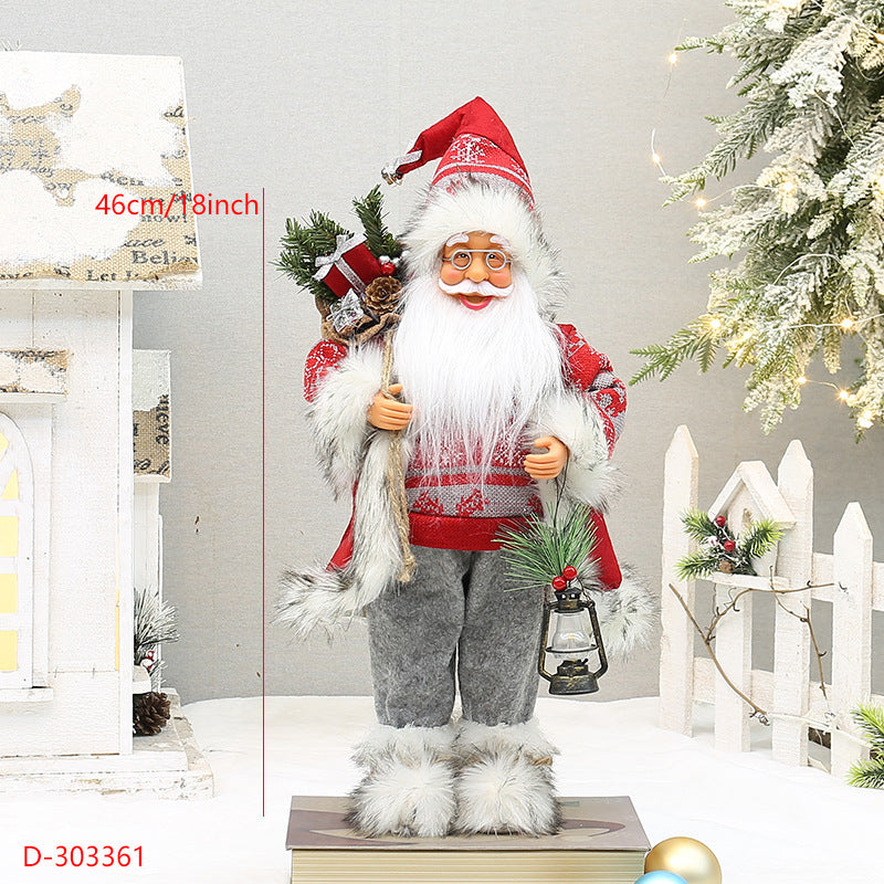 Christmas crafts 18 inch, wearing snow boots, backpack, standing, Santa Claus, dwarf